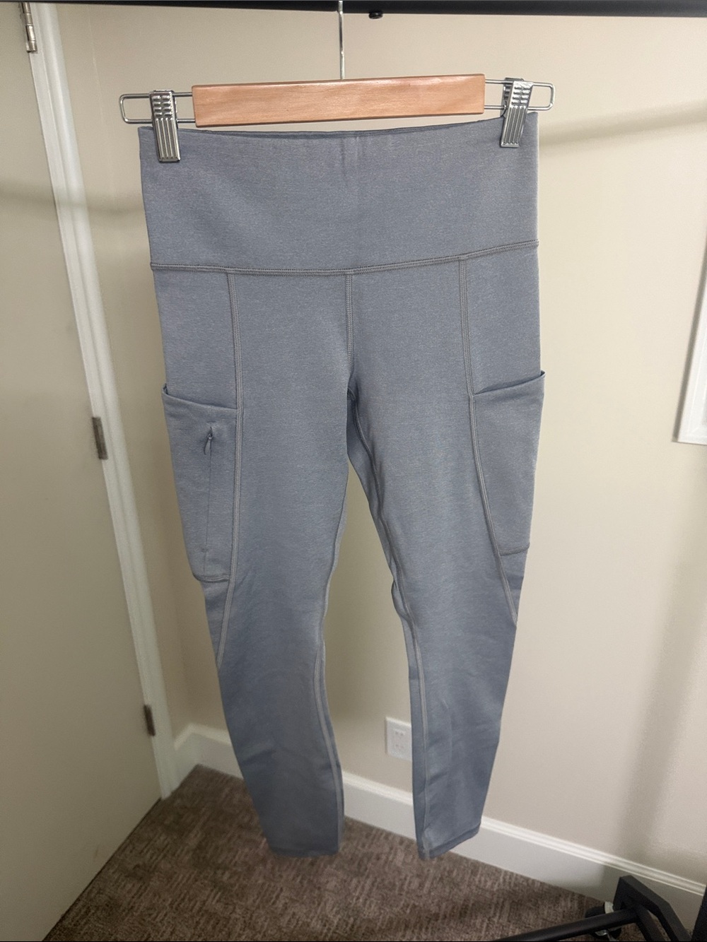 Athleta Light Gray High-Waist Pocket Leggings